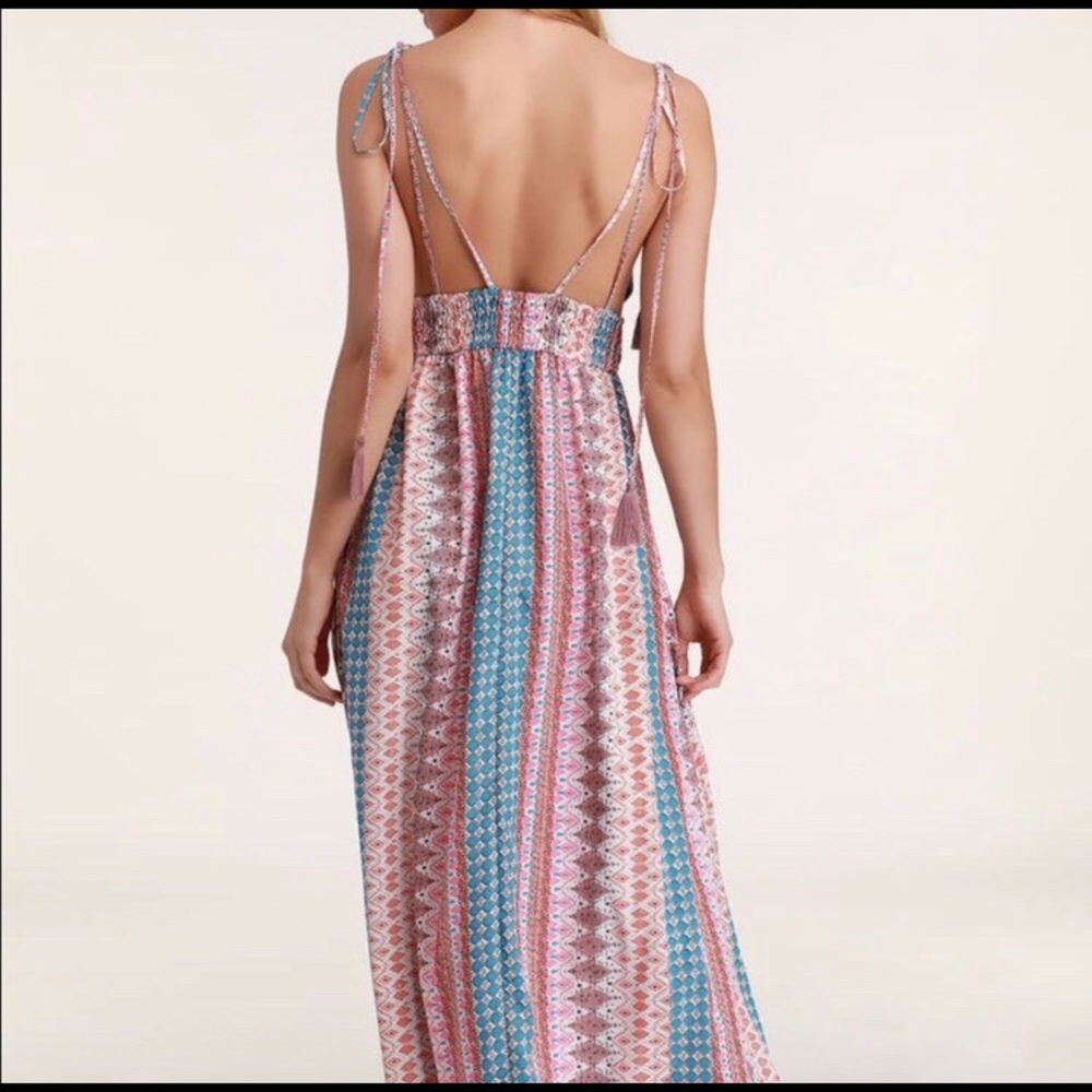 Lulu's Multicolor Geometric Maxi Dress - Picture 3 of 7